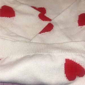 Heart Patterned White and Red Sweater